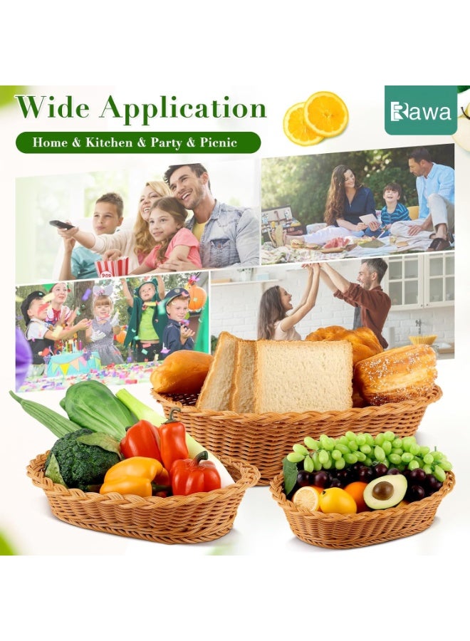 روعة مجموعة سلال من ثلاث قطع: سلة صغيرة منسوجة، سلة تخزين مكتبية، سلة تخزين طعام من الخيزران. سلال قابلة للغسل بالكامل ومناسبة لتخزين الطعام والألعاب والوجبات الخفيفة والأدوات المكتبية والأغراض المتنوعة، كما أنها متعددة الاستخدامات. - Image 4